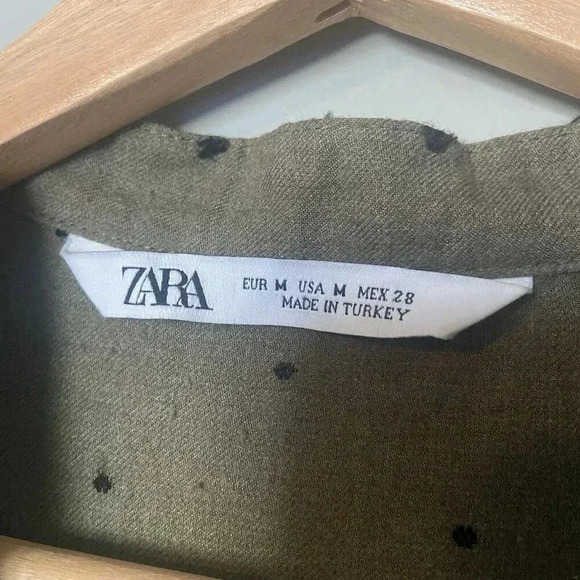 Zara Mini Tunic Dolman Dress Boho Green Pullover Long Sleeve Size M Medium Twee - Picture 2 of 13